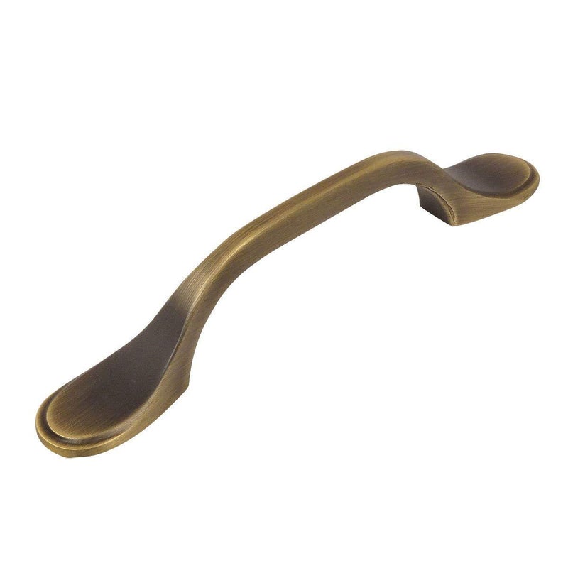 Cosmas 25 Pack 9533BAB Brushed Antique Brass Cabinet Hardware Footed Handle Pull - 3" Inch (76mm) Hole Centers